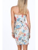 Fitted, elegant dress with blue flowers MP60389 - Online store - Boutique